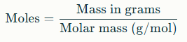 Grams to Moles Formula
