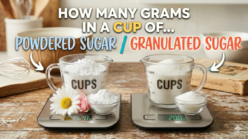 How Many Grams in a Cup of Powdered Sugar vs. Granulated Sugar