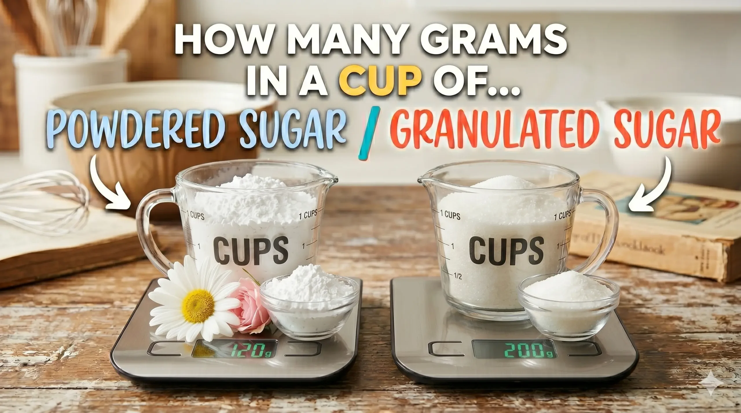 How Many Grams in a Cup of Powdered Sugar vs. Granulated Sugar